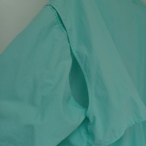 SOLD!Columbia PFG Omni-Shade Fishing Shirt, Vented Back, Light Turquoise, XL - Picture 5 of 7